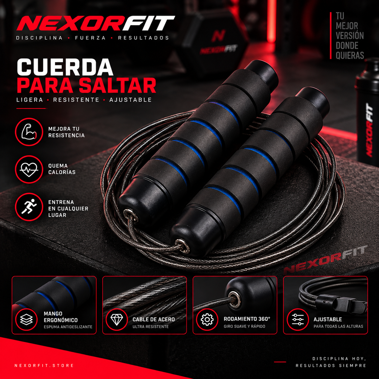 Cuerda para saltar ajustable Nexor Fit